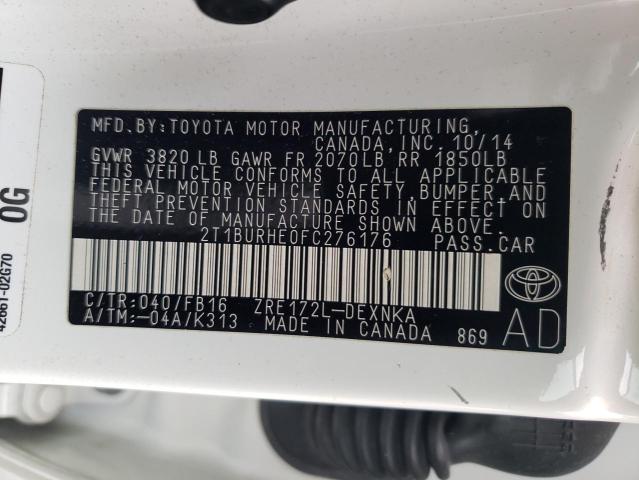 Photo 10 from auction – 2015 TOYOTA COROLLA with VIN 2T1BURHE0FC276176