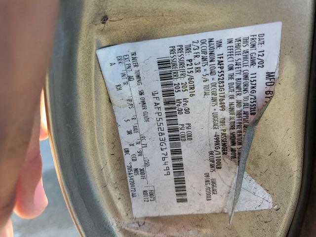 Photo 10 from auction – 2003 FORD TAURUS SES with VIN 1FAFP55283G176499