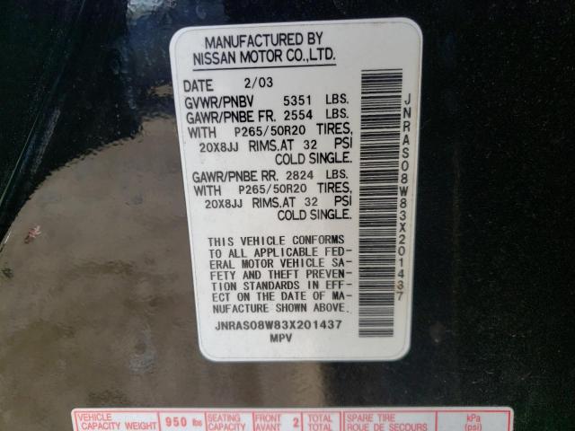 Photo 10 from auction – 2003 INFINITI FX35 with VIN JNRAS08W83X201437