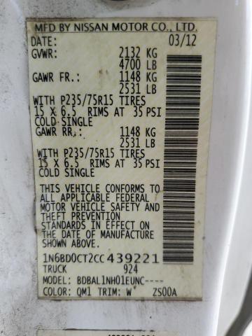 Photo 10 from auction – 2012 NISSAN FRONTIER S with VIN 1N6BD0CT2CC439221
