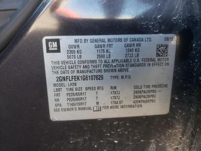 Photo 10 from auction – 2016 CHEVROLET EQUINOX LT with VIN 2GNFLFEK1G6107629