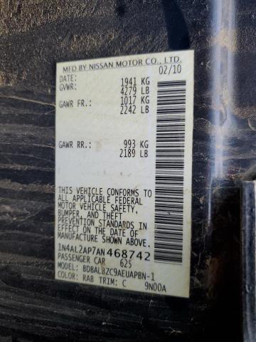 Photo 10 from auction – 2010 NISSAN ALTIMA BAS with VIN 1N4AL2AP7AN468742