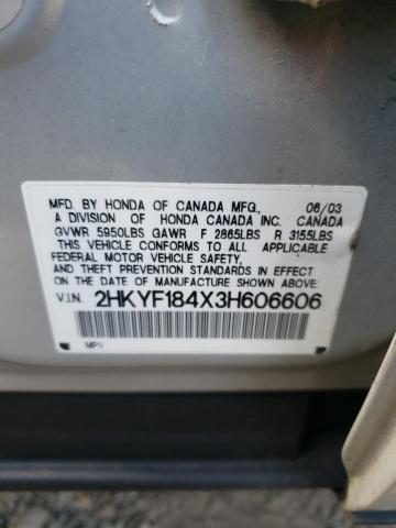 Photo 10 from auction – 2003 HONDA PILOT EX with VIN 2HKYF184X3H606606
