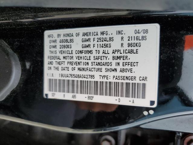 Photo 10 from auction – 2008 ACURA TL TYPE S with VIN 19UUA76548A042785