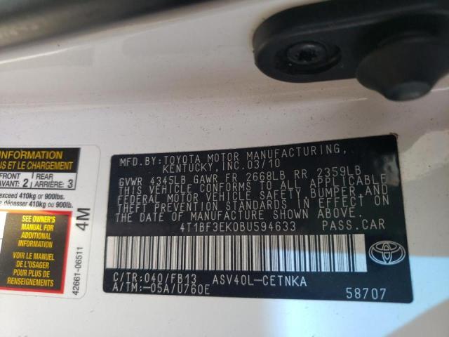 Photo 10 from auction – 2011 TOYOTA CAMRY BASE with VIN 4T1BF3EK0BU594633