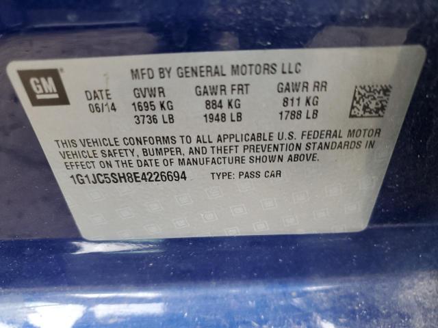 Photo 10 from auction – 2014 CHEVROLET SONIC LT with VIN 1G1JC5SH8E4226694
