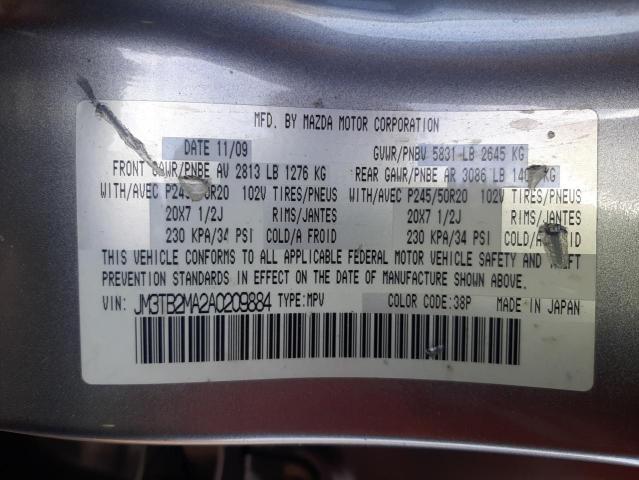 Photo 10 from auction – 2010 MAZDA CX-9 with VIN JM3TB2MA2A0209884