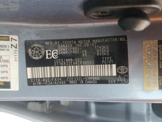 Photo 10 from auction – 2008 TOYOTA COROLLA MA with VIN 2T1KR32E88C699551