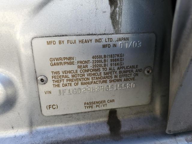 Photo 10 from auction – 2004 SUBARU IMPREZA WR with VIN JF1GD29684G515580