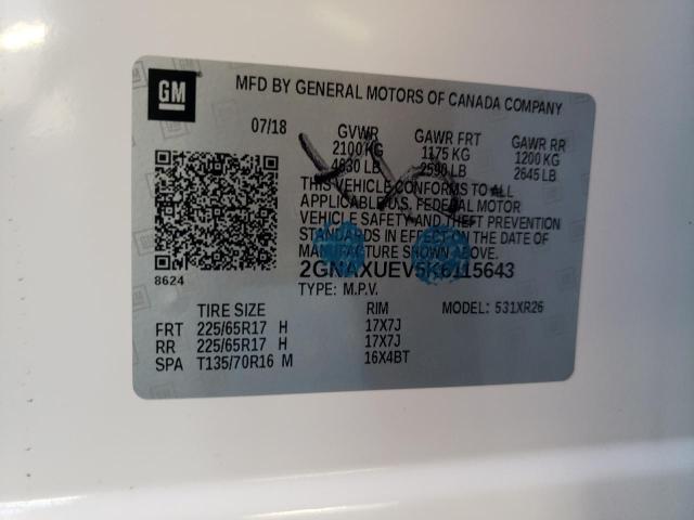 Photo 10 from auction – 2019 CHEVROLET EQUINOX LT with VIN 2GNAXUEV5K6115643