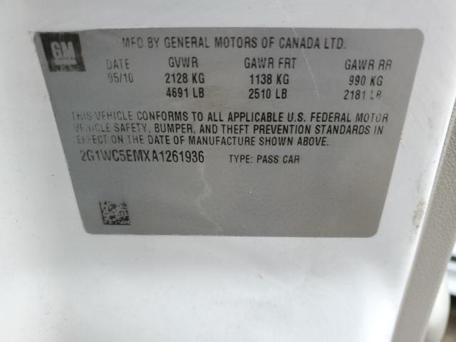 Photo 10 from auction – 2010 CHEVROLET IMPALA LTZ with VIN 2G1WC5EMXA1261936