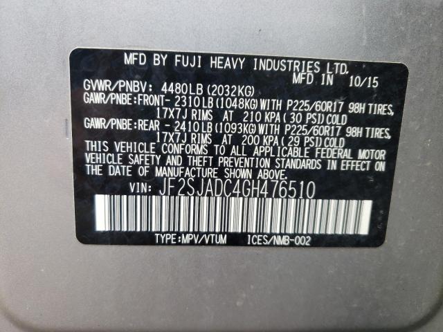 Photo 10 from auction – 2016 SUBARU FORESTER 2 with VIN JF2SJADC4GH476510