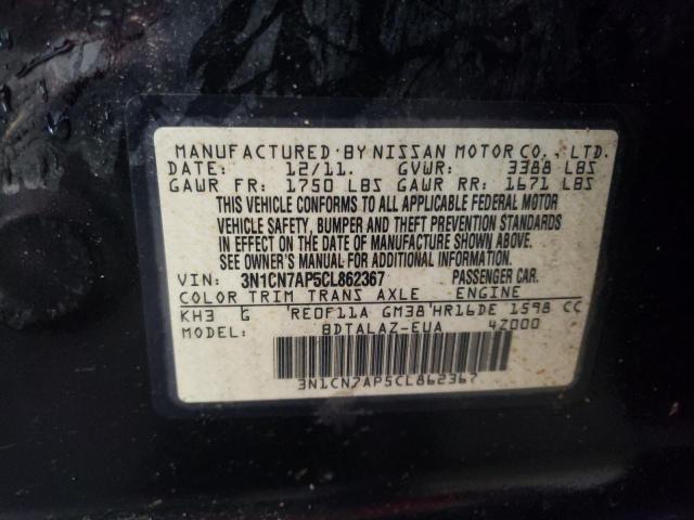 Photo 10 from auction – 2012 NISSAN VERSA S with VIN 3N1CN7AP5CL862367