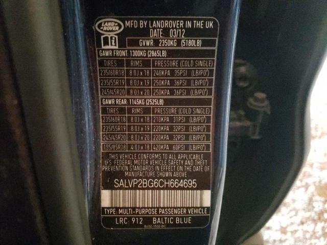 Photo 10 from auction – 2012 LAND ROVER RANGE ROVE with VIN SALVP2BG6CH664695