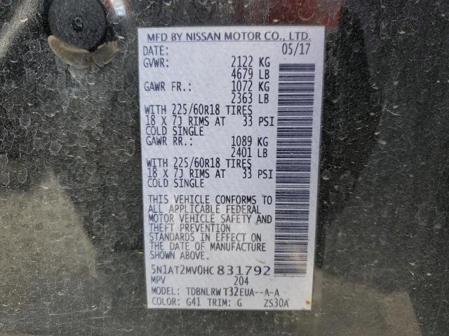 Photo 10 from auction – 2017 NISSAN ROGUE SV with VIN 5N1AT2MV0HC831792