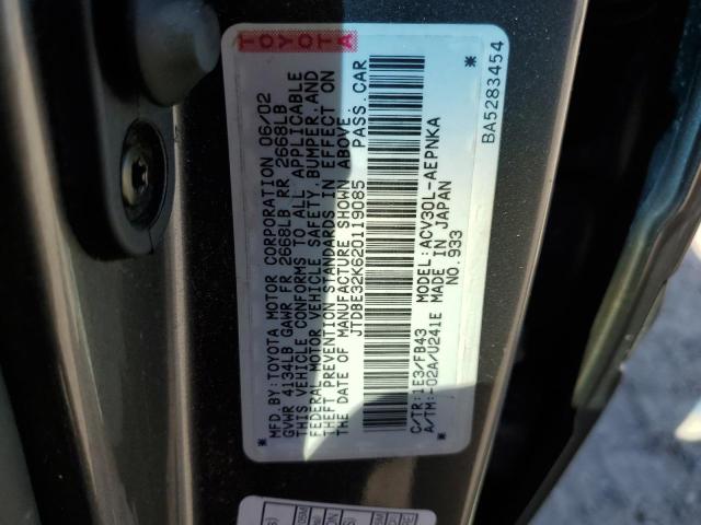 Photo 10 from auction – 2002 TOYOTA CAMRY LE with VIN JTDBE32K620119085