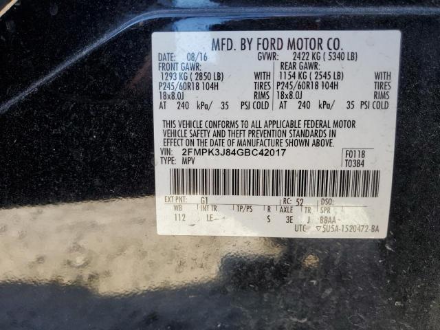 Photo 10 from auction – 2016 FORD EDGE SEL with VIN 2FMPK3J84GBC42017