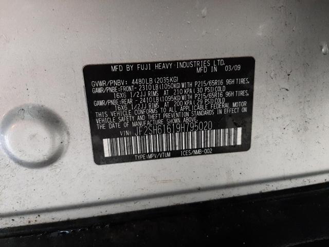 Photo 10 from auction – 2009 SUBARU FORESTER 2 with VIN JF2SH61619H795020