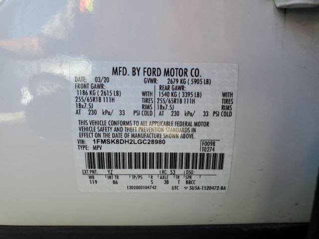 Photo 10 from auction – 2020 FORD EXPLORER X with VIN 1FMSK8DH2LGC28980