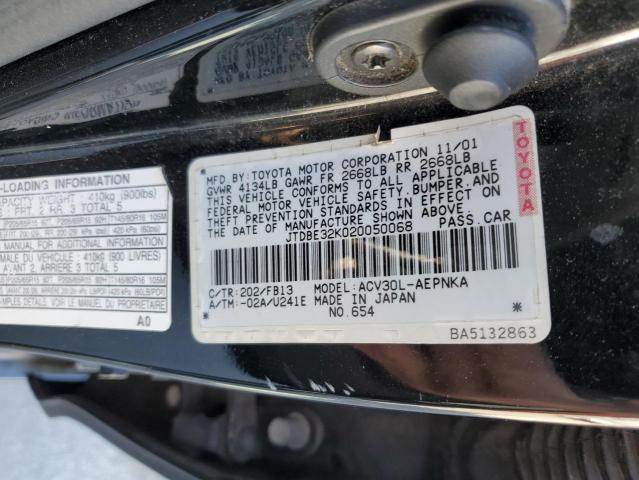 Photo 10 from auction – 2002 TOYOTA CAMRY LE with VIN JTDBE32K020050068