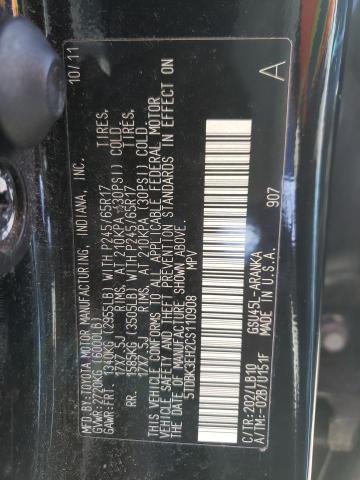 Photo 10 from auction – 2012 TOYOTA HIGHLANDER with VIN 5TDBK3EH2CS110908