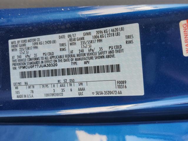 Photo 10 from auction – 2018 FORD ESCAPE S with VIN 1FMCU0F77JUA30320