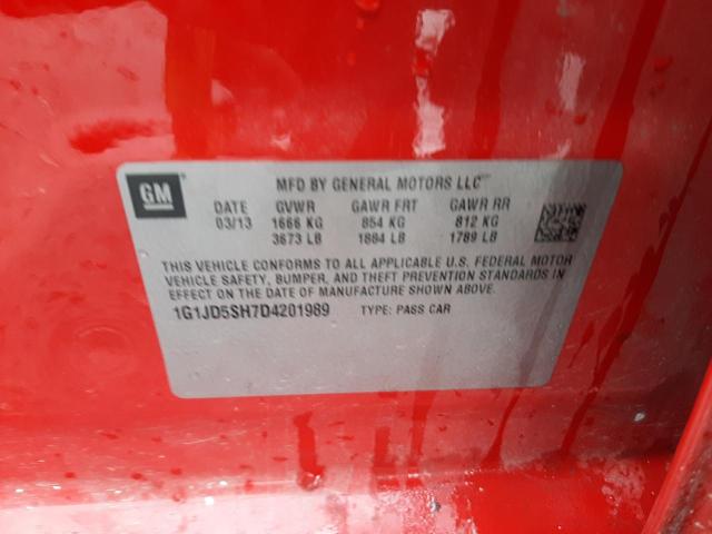 Photo 10 from auction – 2013 CHEVROLET SONIC LT with VIN 1G1JD5SH7D4201989
