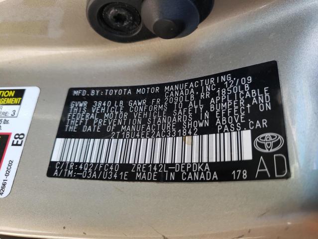 Photo 10 from auction – 2010 TOYOTA COROLLA with VIN 2T1BU4EE2AC331842