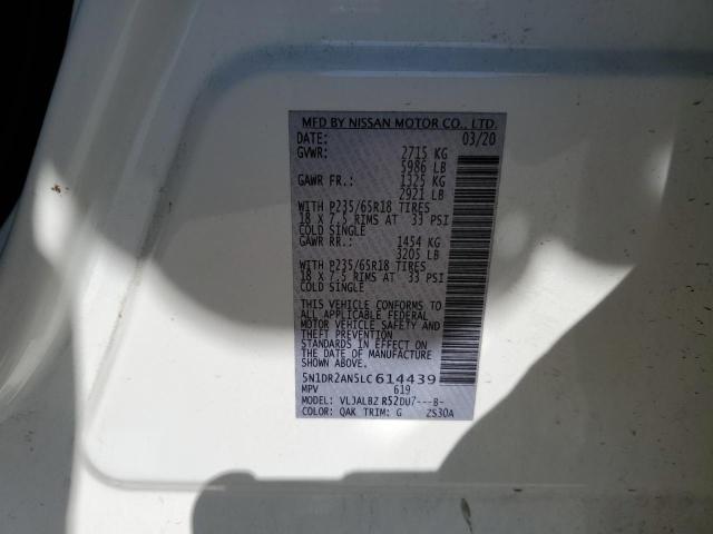 Photo 10 from auction – 2020 NISSAN PATHFINDER with VIN 5N1DR2AN5LC614439