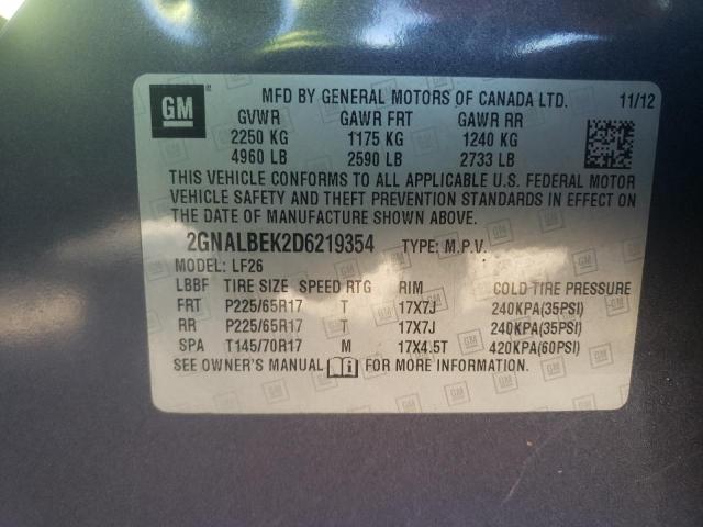 Photo 10 from auction – 2013 CHEVROLET EQUINOX LS with VIN 2GNALBEK2D6219354