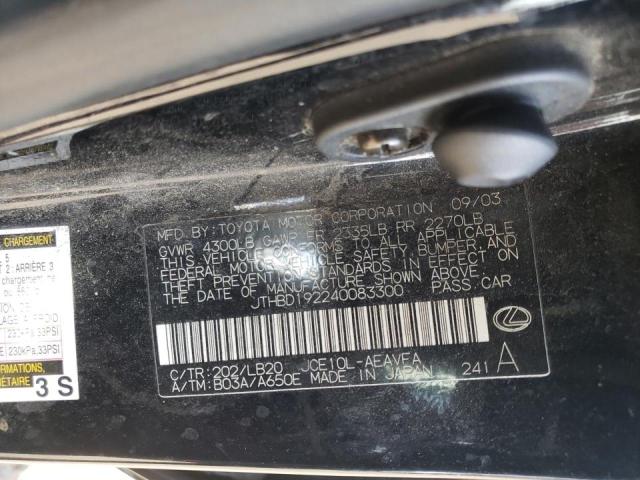 Photo 10 from auction – 2004 LEXUS IS 300 with VIN JTHBD192240083300