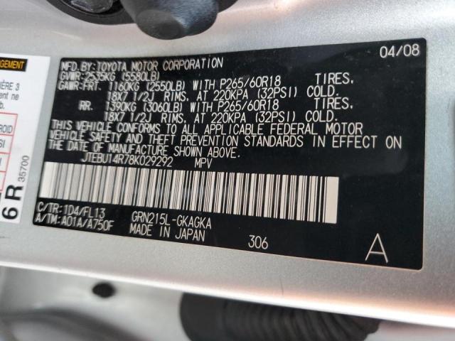 Photo 10 from auction – 2008 TOYOTA 4RUNNER SR with VIN JTEBU14R78K029292