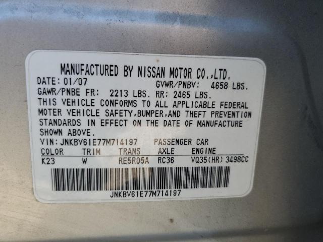 Photo 10 from auction – 2007 INFINITI G35 with VIN JNKBV61E77M714197