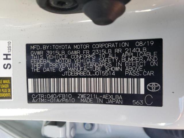 Photo 10 from auction – 2020 TOYOTA COROLLA LE with VIN JTDEBRBE0LJ015514