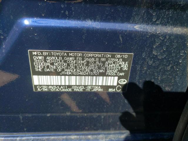 Photo 10 from auction – 2011 LEXUS ES 350 with VIN JTHBK1EG4B2415701