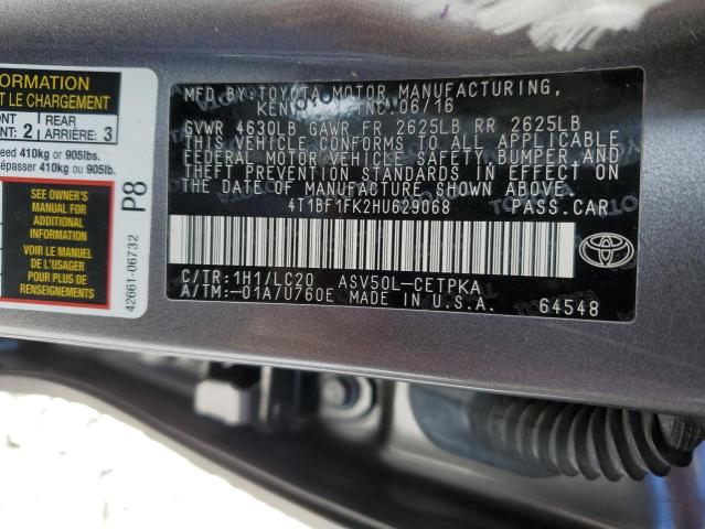 Фото 10 с аукциона – 2017 TOYOTA CAMRY LE с VIN 4T1BF1FK2HU629068