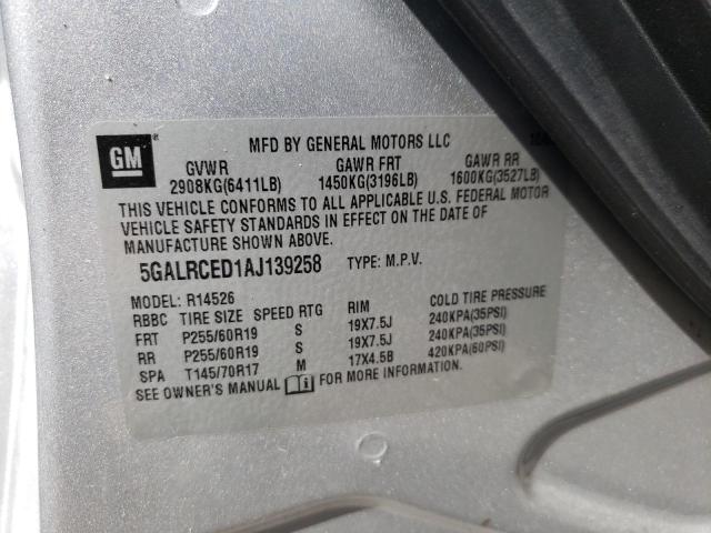 Photo 10 from auction – 2010 BUICK ENCLAVE CX with VIN 5GALRCED1AJ139258