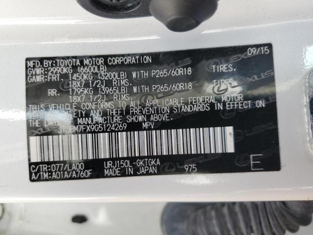 Photo 10 from auction – 2016 LEXUS GX 460 with VIN JTJBM7FX9G5124269