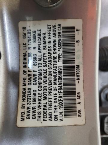Photo 10 from auction – 2010 HONDA CIVIC EX with VIN 19XFA1F84AE064691