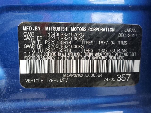 Photo 10 from auction – 2018 MITSUBISHI OUTLANDER with VIN JA4AP3AWXJU000564