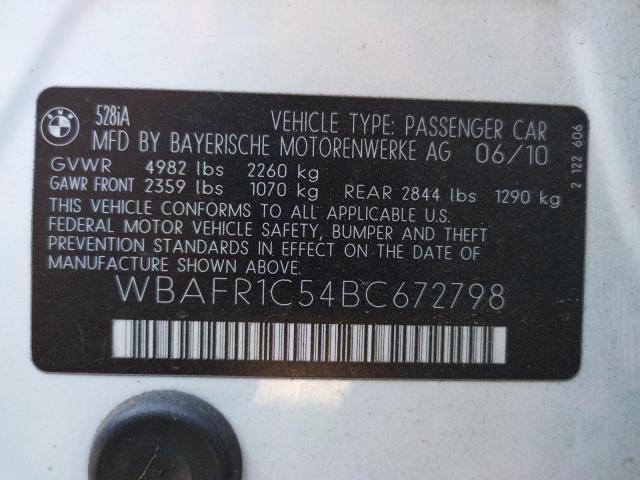 Photo 10 from auction – 2011 BMW 528 I with VIN WBAFR1C54BC672798