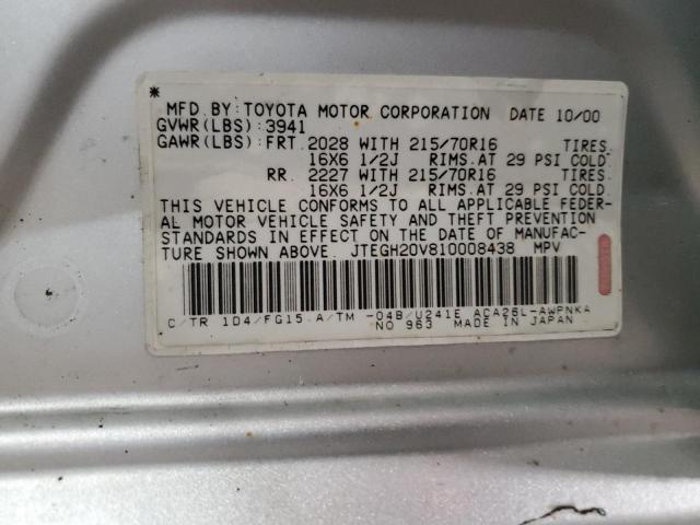 Photo 10 from auction – 2001 TOYOTA RAV4 with VIN JTEGH20V810008438