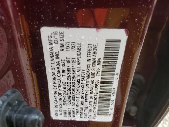 Photo 10 from auction – 2016 HONDA CR-V EXL with VIN 2HKRM3H71GH529596