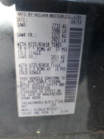 Photo 10 from auction – 2014 NISSAN PATHFINDER with VIN 5N1AR2MN9EC691736