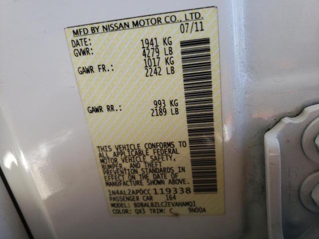 Photo 10 from auction – 2012 NISSAN ALTIMA BAS with VIN 1N4AL2AP0CC119338