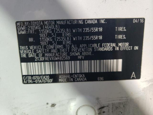 Photo 10 from auction – 2016 TOYOTA RAV4 LIMIT with VIN 2T3DFREVXGW482569