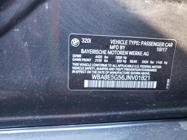 Photo 10 from auction – 2018 BMW 320 XI with VIN WBA8E5G56JNV01821