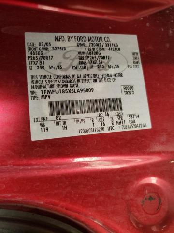 Photo 10 from auction – 2005 FORD EXPEDITION with VIN 1FMFU185X5LA95009