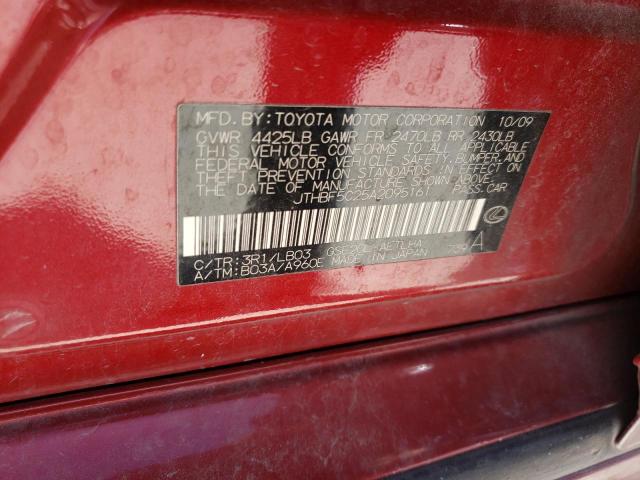 Photo 10 from auction – 2010 LEXUS IS 250 with VIN JTHBF5C25A2095161