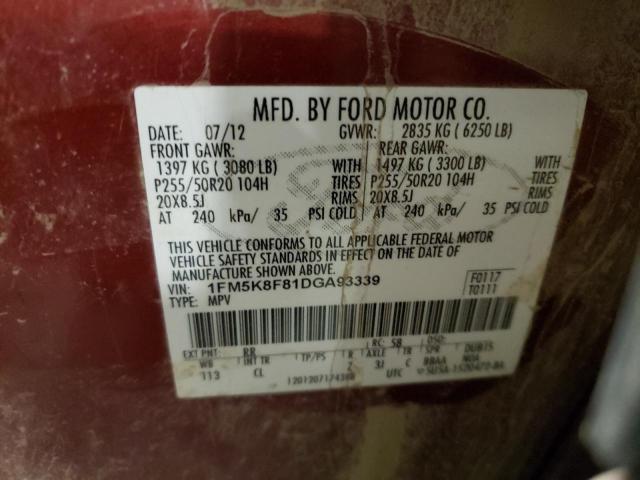 Photo 10 from auction – 2013 FORD EXPLORER L with VIN 1FM5K8F81DGA93339